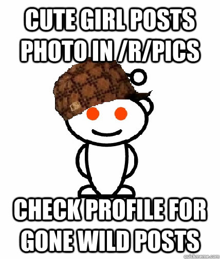 Cute girl posts photo in /r/pics Check profile for gone wild posts  Scumbag Reddit