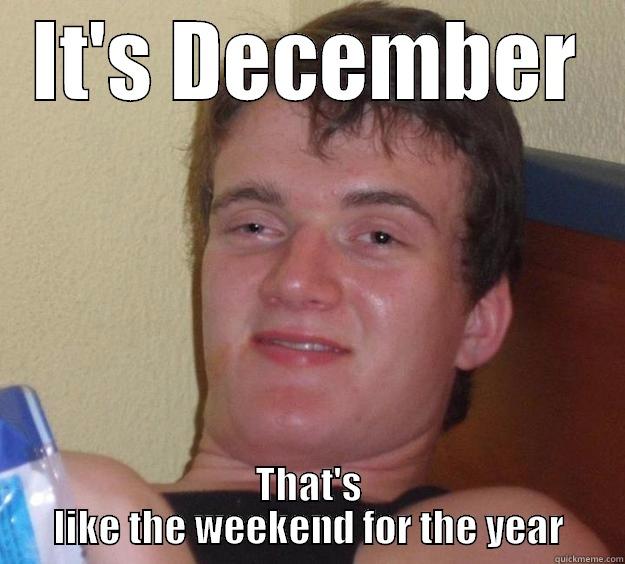 IT'S DECEMBER THAT'S LIKE THE WEEKEND FOR THE YEAR 10 Guy