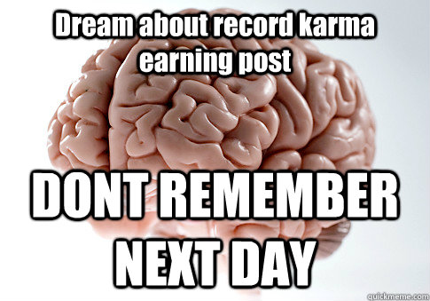 Dream about record karma earning post DONT REMEMBER NEXT DAY  Scumbag Brain