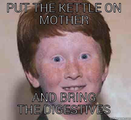 PUT THE KETTLE ON MOTHER AND BRING THE DIGESTIVES Over Confident Ginger