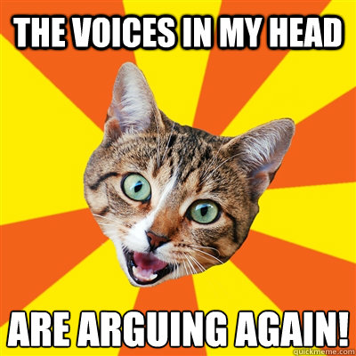 The voices in my head are arguing again!  Bad Advice Cat