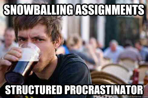 SNOWBALLING ASSIGNMENTS STRUCTURED PROCRASTINATOR  Lazy College Senior