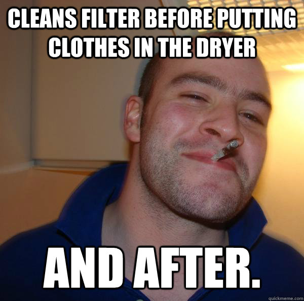 Cleans filter before putting clothes in the dryer And after. - Cleans filter before putting clothes in the dryer And after.  Misc
