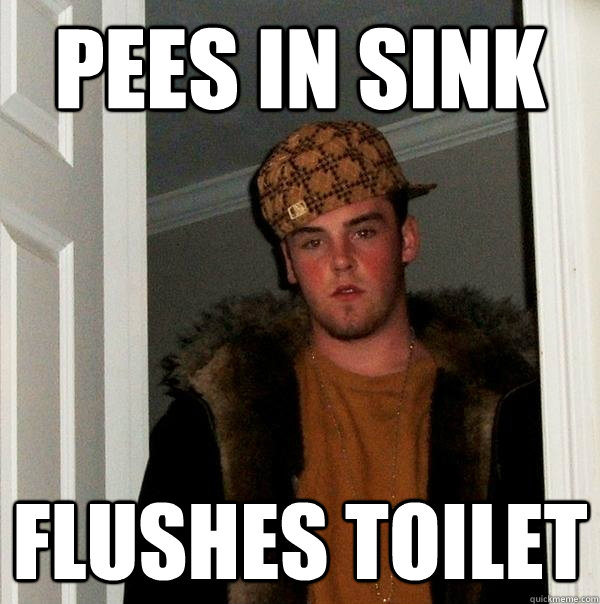 Pees in sink flushes toilet  Scumbag Steve