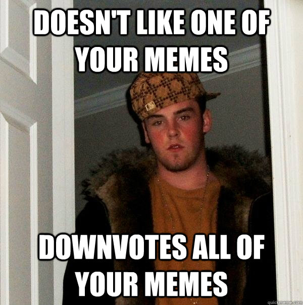 doesn't like one of your memes downvotes all of your memes  Scumbag Steve