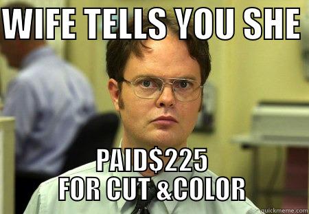 WIFE TELLS YOU SHE  PAID$225 FOR CUT &COLOR Schrute