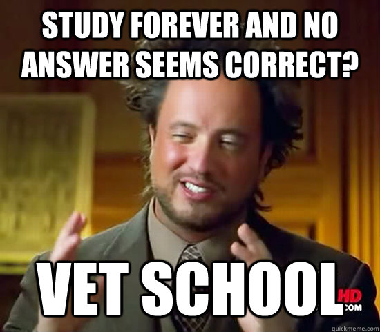 study forever and no answer seems correct? vet school  Ancient Aliens