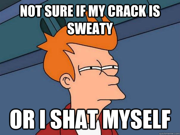 not sure if my crack is sweaty or i shat myself - not sure if my crack is sweaty or i shat myself  Futurama Fry