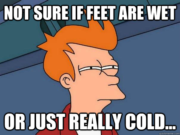 Not sure if feet are wet or just really cold...  Futurama Fry