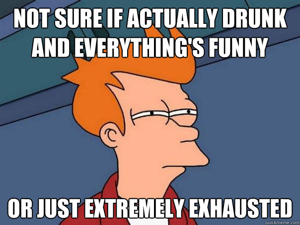 Not sure if actually drunk and everything's funny Or just extremely exhausted  Futurama Fry