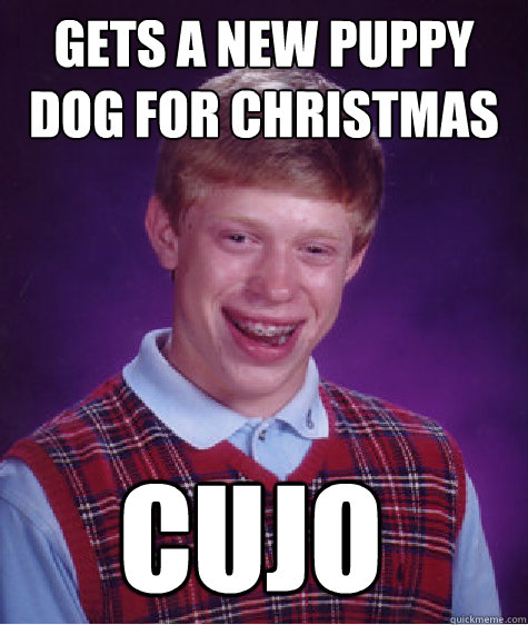 gets a new puppy dog for christmas cujo  Bad Luck Brian