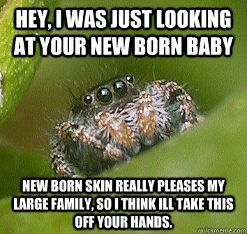 Hey, I was just looking at your new born baby New born skin really pleases my large family, so I think ill take this off your hands.  Misunderstood Spider