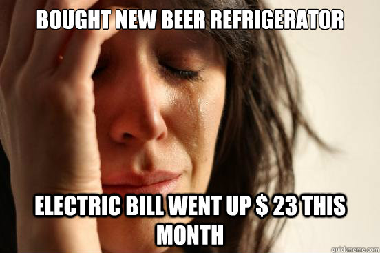 Bought new beer refrigerator Electric bill went up $ 23 this month  First World Problems