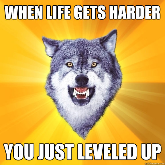 WHEN LIFE GETS HARDER YOU JUST LEVELED UP  Courage Wolf