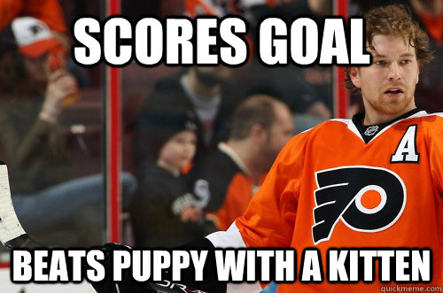 Scores Goal BEATS PUPPY WITH A KITTEN  Claude Giroux