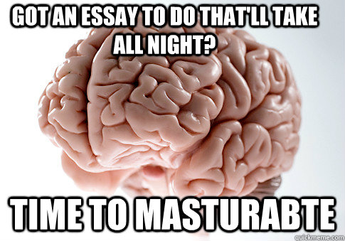 Got an essay to do that'll take all night? TIME TO MASTURABTE  Scumbag Brain