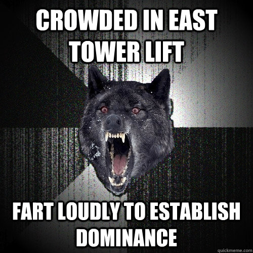 Crowded in east tower lift Fart loudly to establish dominance - Crowded in east tower lift Fart loudly to establish dominance  Insanity Wolf