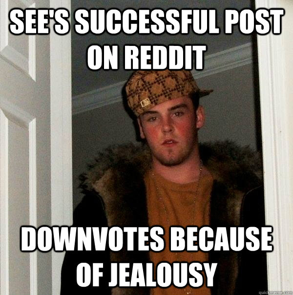 See's successful post on reddit downvotes because of jealousy  Scumbag Steve