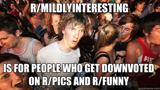 r/mildlyinteresting is for people who get downvoted on r/pics and r/funny  Sudden Clarity Clarence