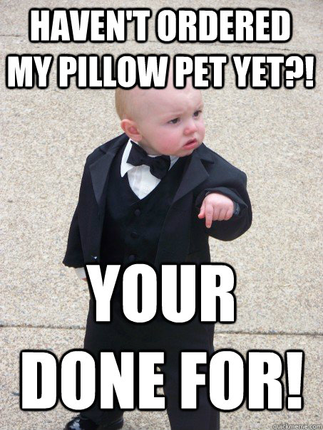 haven't ordered my pillow pet yet?! your done for!  Baby Godfather