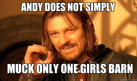 Andy does not simply Muck only one girls barn  Boromir