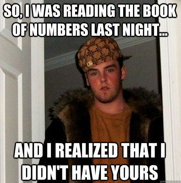 So, I was reading the book of numbers last night... and i realized that I didn't have yours  Scumbag Steve