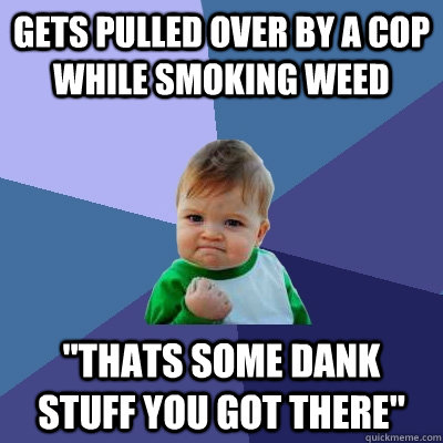 gets pulled over by a cop while smoking weed 