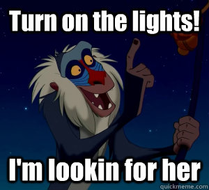 Turn on the lights! I'm lookin for her  Rafiki Weather