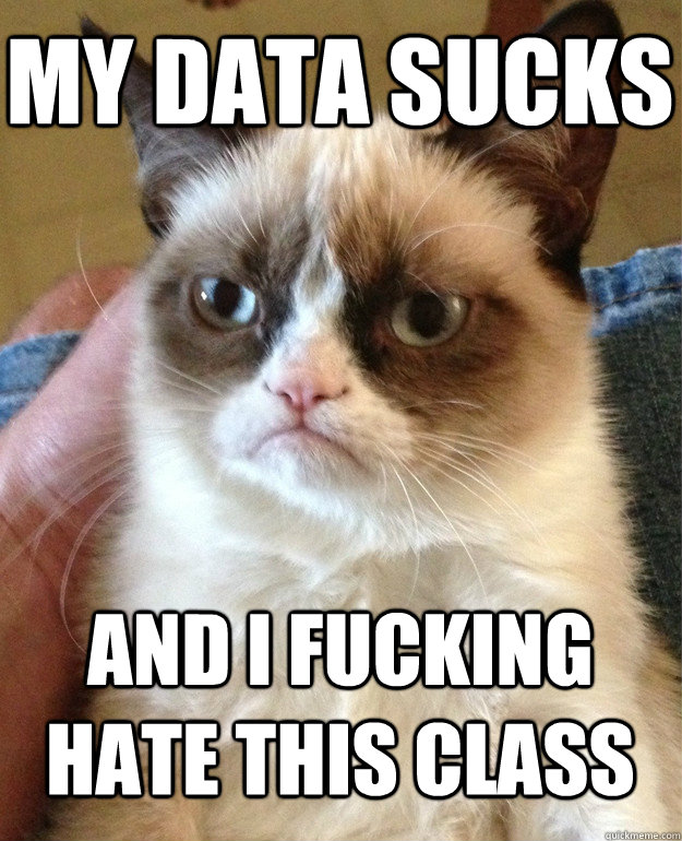 My data sucks And I fucking hate this class  Grumpy Cat