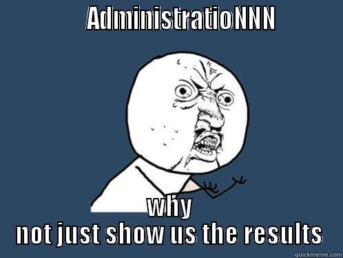 dmin :v -               ADMINISTRATIONNN          WHY NOT JUST SHOW US THE RESULTS Y U No