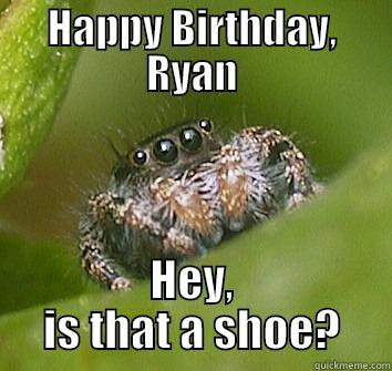 HAPPY BIRTHDAY, RYAN HEY, IS THAT A SHOE? Misunderstood Spider