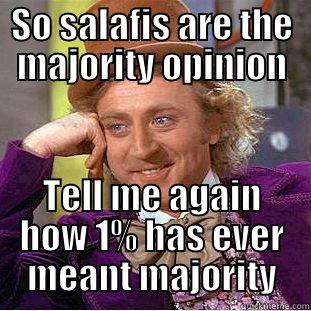 salafi fools and their delusions - SO SALAFIS ARE THE MAJORITY OPINION TELL ME AGAIN HOW 1% HAS EVER MEANT MAJORITY Creepy Wonka