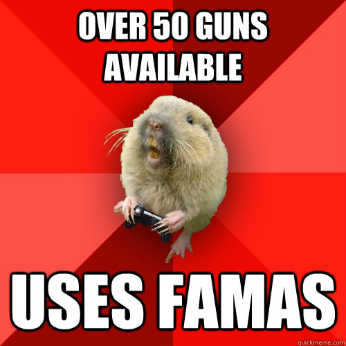 over 50 guns available uses famas  Gaming Gopher