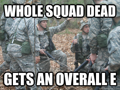 whole squad dead Gets an overall E  ROTC Ronnie