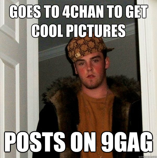 Goes to 4chan to get cool pictures posts on 9gag - Goes to 4chan to get cool pictures posts on 9gag  Scumbag Steve