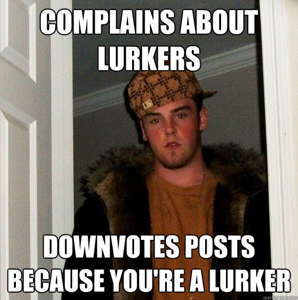 complains about lurkers downvotes posts because you're a lurker  Scumbag Steve