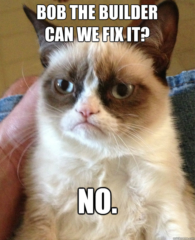 bob the builder
can we fix it? no.  Grumpy Cat