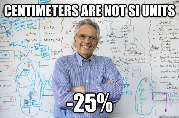 Centimeters are not SI Units -25% - Centimeters are not SI Units -25%  Engineering Professor