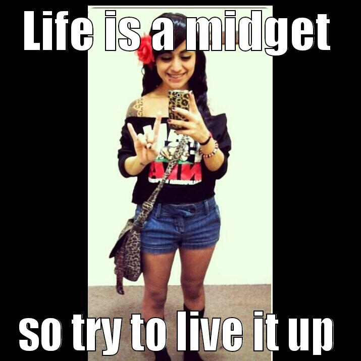 Short people quotes - LIFE IS A MIDGET SO TRY TO LIVE IT UP Misc