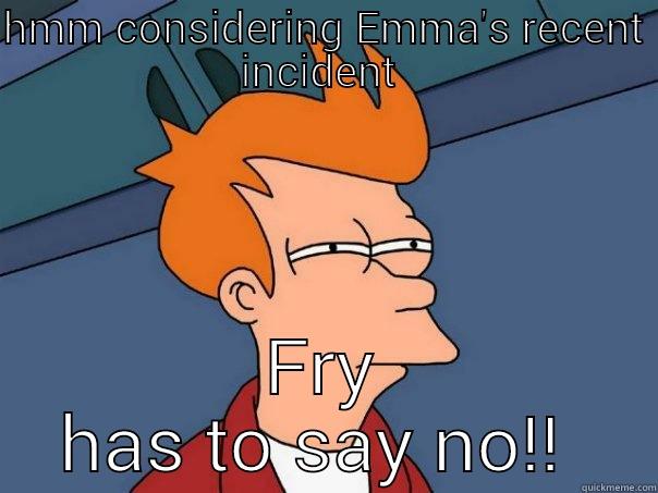 HMM CONSIDERING EMMA'S RECENT INCIDENT  FRY HAS TO SAY NO!!  Futurama Fry