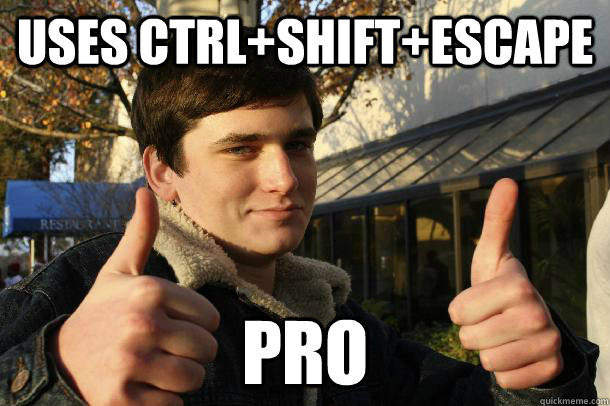 Uses Ctrl+shift+escape Pro - Uses Ctrl+shift+escape Pro  Inflated sense of worth Kid