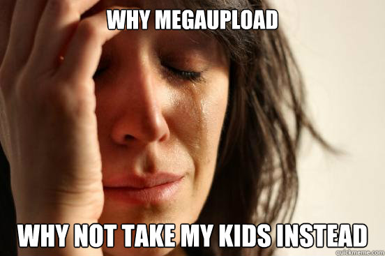 why megaupload 
 why not take my kids instead  - why megaupload 
 why not take my kids instead   First World Problems