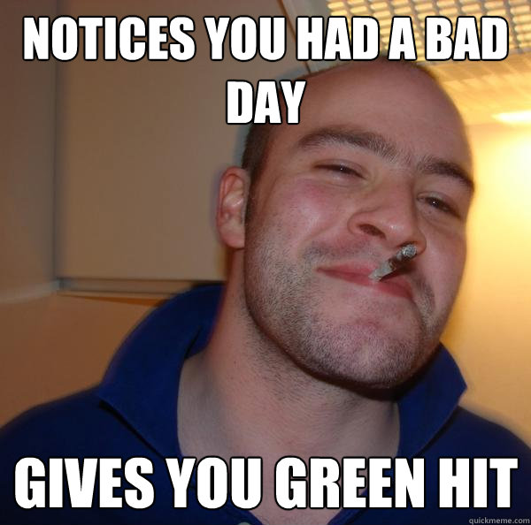 Notices you had a bad day Gives you green hit - Notices you had a bad day Gives you green hit  Misc