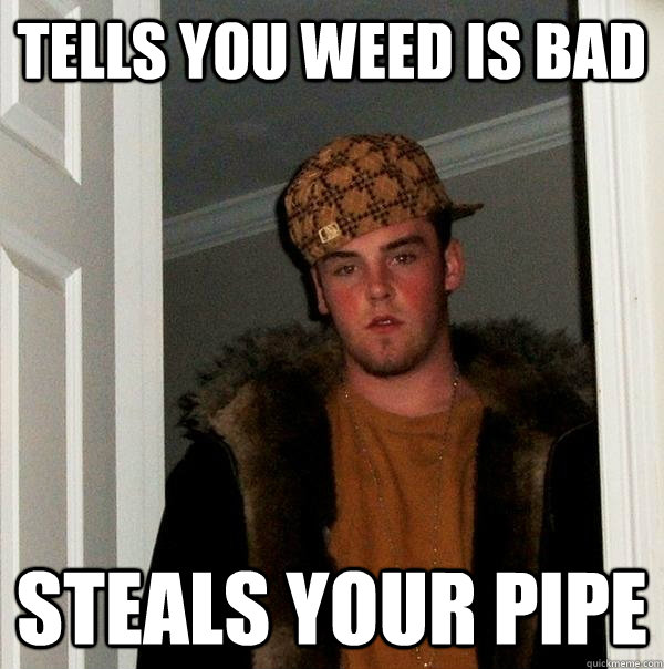 Tells you weed is bad Steals your pipe  Scumbag Steve