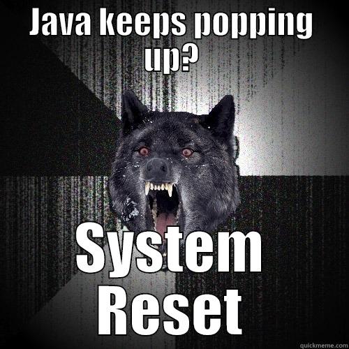 JAVA KEEPS POPPING UP? SYSTEM RESET Insanity Wolf