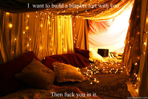 I  want to build a blanket fort with you. Then fuck you in it.  blanket fort