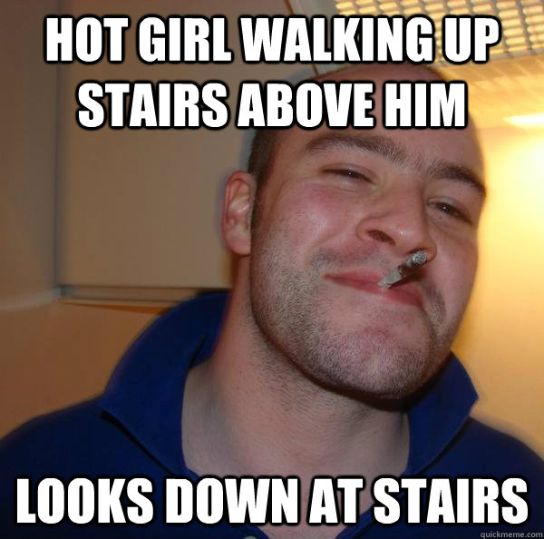 Hot girl walking up stairs above him Looks down at stairs - Hot girl walking up stairs above him Looks down at stairs  Misc