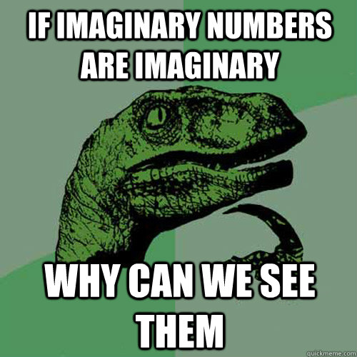If imaginary numbers are imaginary why can we see them - If imaginary numbers are imaginary why can we see them  Philosoraptor