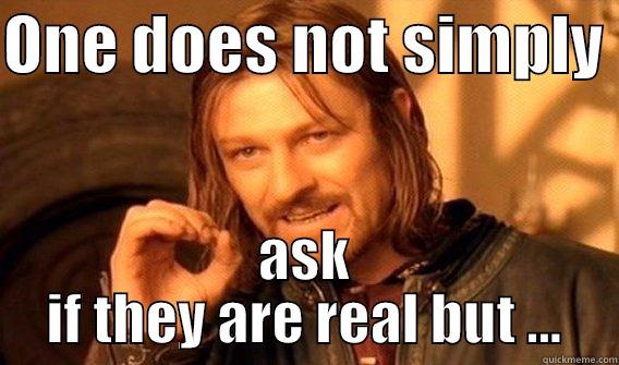 real  - ONE DOES NOT SIMPLY  ASK IF THEY ARE REAL BUT ... One Does Not Simply