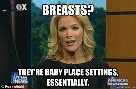 Breasts? They're baby place settings, essentially.  Megyn Kelly